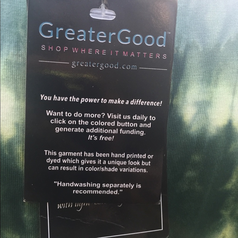 Greater Good , short sleeve tie dyed green t- top - Picture 7 of 8